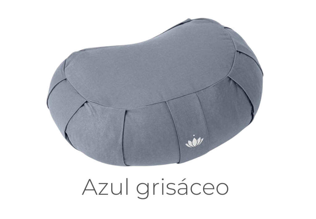 Cojín de meditación media luna azul grisáceo